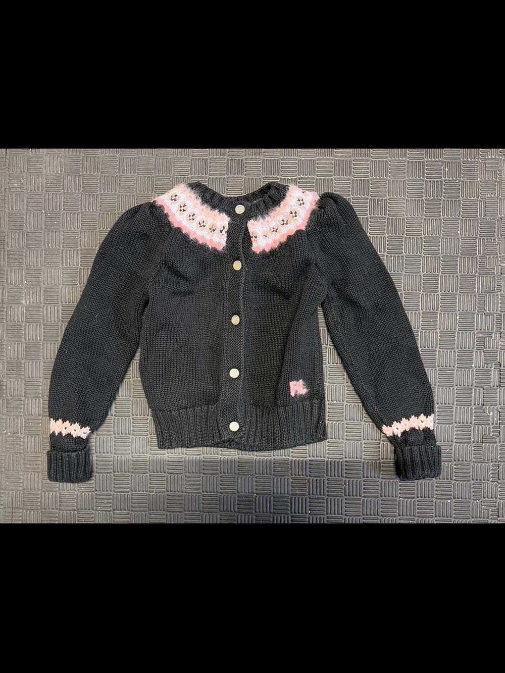 Ralph Lauren Black Knit sweater with Pink & white Accents